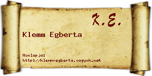 Klemm Egberta névjegykártya
